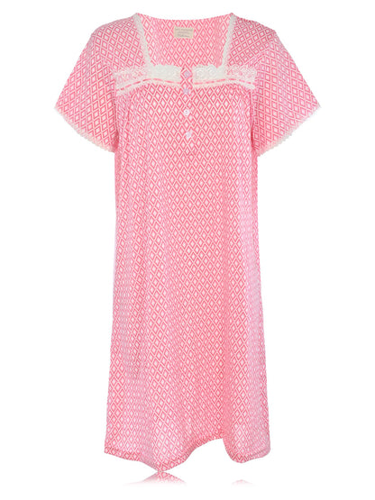 JEFFRICO Womens Nightgowns Short Sleeve Sleepwear Soft Pajama Dress Nightshirts