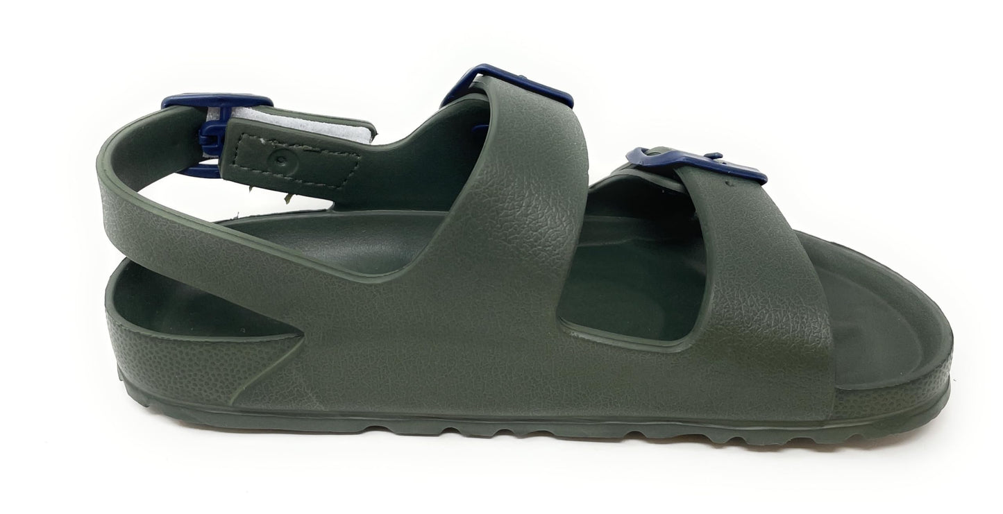 JEFFRICO Boys Comfort Double Buckle Sandals Kids Adjustable Back Strap EVA Water Sandals Slides