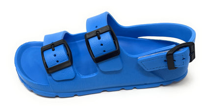 JEFFRICO Boys Comfort Double Buckle Sandals Kids Adjustable Back Strap EVA Water Sandals Slides
