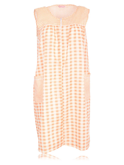 JEFFRICO House Dresses for Women with Pockets - Lightweight Breathable Sleeveless Muumuu & Nightgowns - Zipper Front Housecoat and Dusters for Women