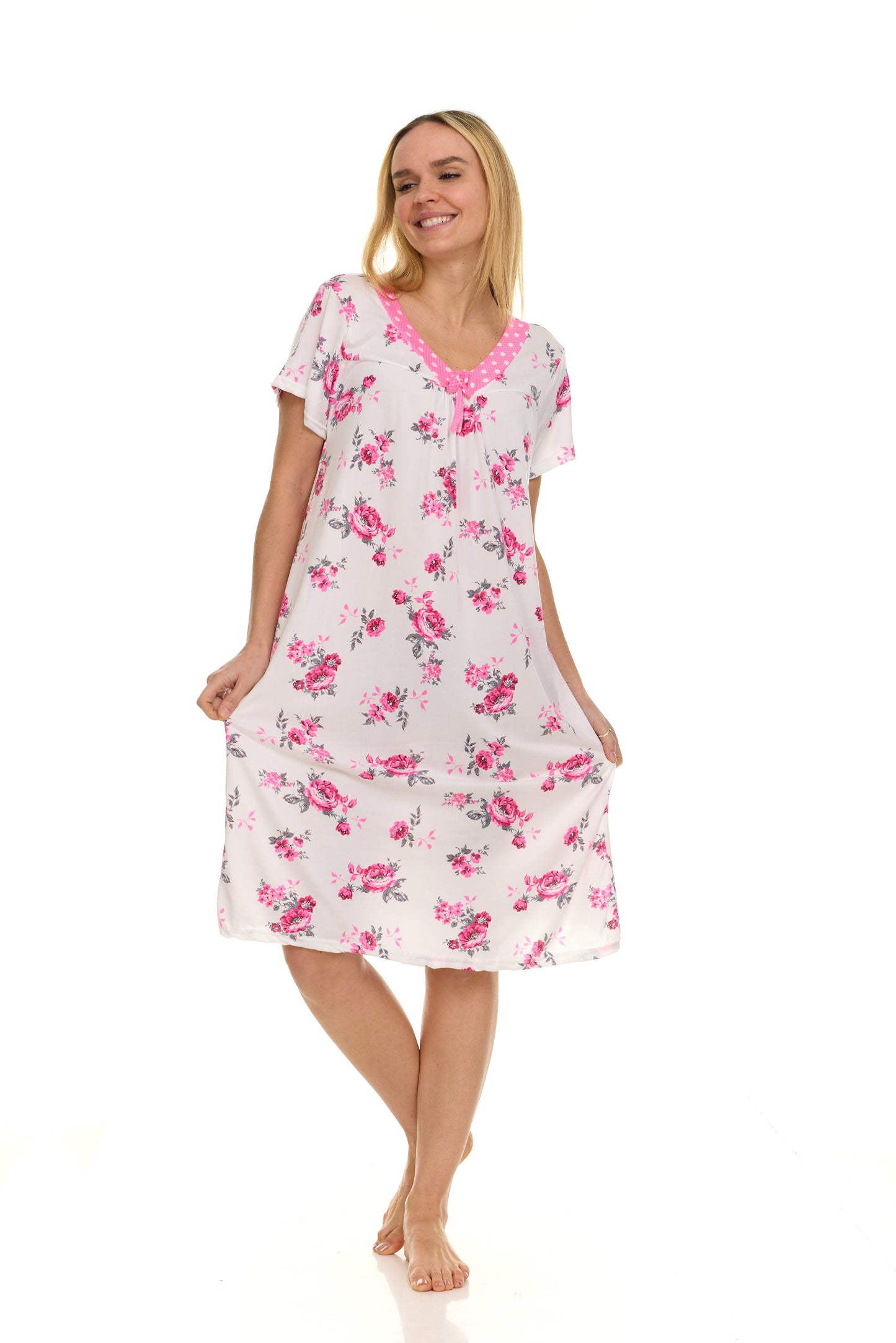 JEFFRICO Nightgowns for Women - Short Sleeve Soft Womens Nightgowns & Sleepshirts - Round Neck Pajamas Dress for Lounging, Sleeping & Casual Wear