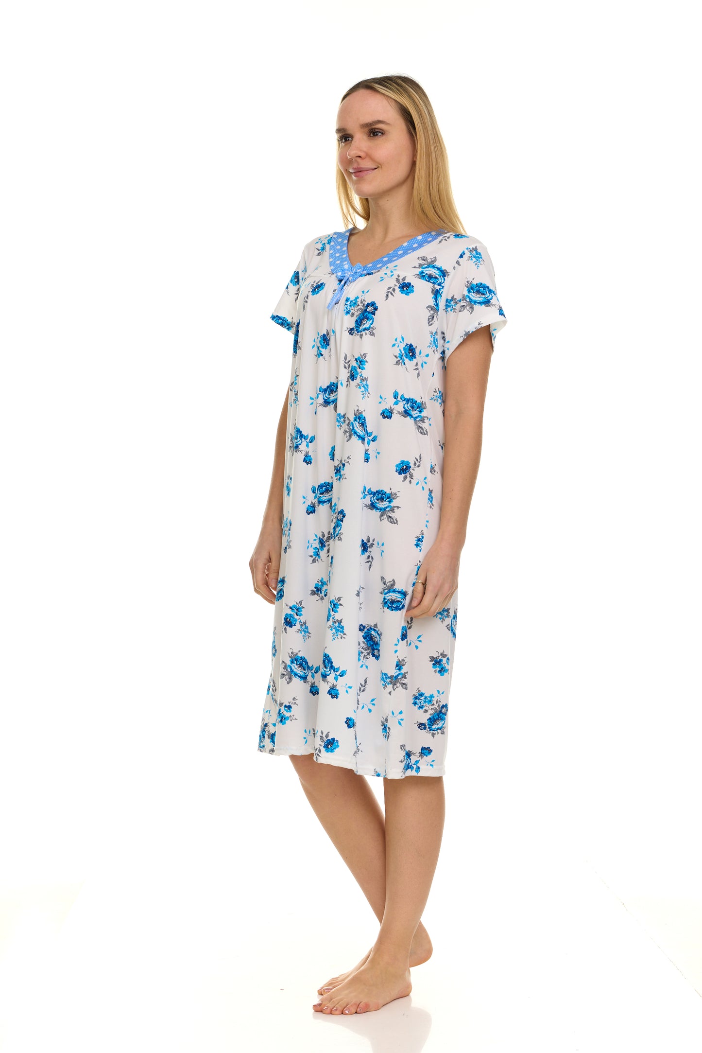 JEFFRICO Nightgowns for Women - Short Sleeve Soft Womens Nightgowns & Sleepshirts - Round Neck Pajamas Dress for Lounging, Sleeping & Casual Wear