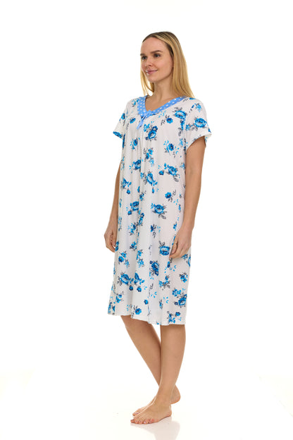 JEFFRICO Nightgowns for Women - Short Sleeve Soft Womens Nightgowns & Sleepshirts - Round Neck Pajamas Dress for Lounging, Sleeping & Casual Wear