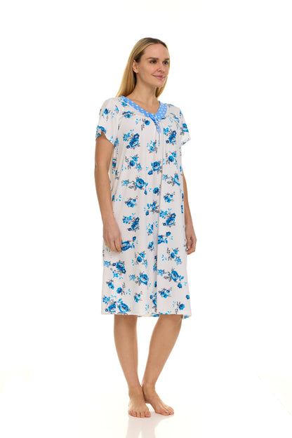 JEFFRICO Nightgowns for Women - Short Sleeve Soft Womens Nightgowns & Sleepshirts - Round Neck Pajamas Dress for Lounging, Sleeping & Casual Wear