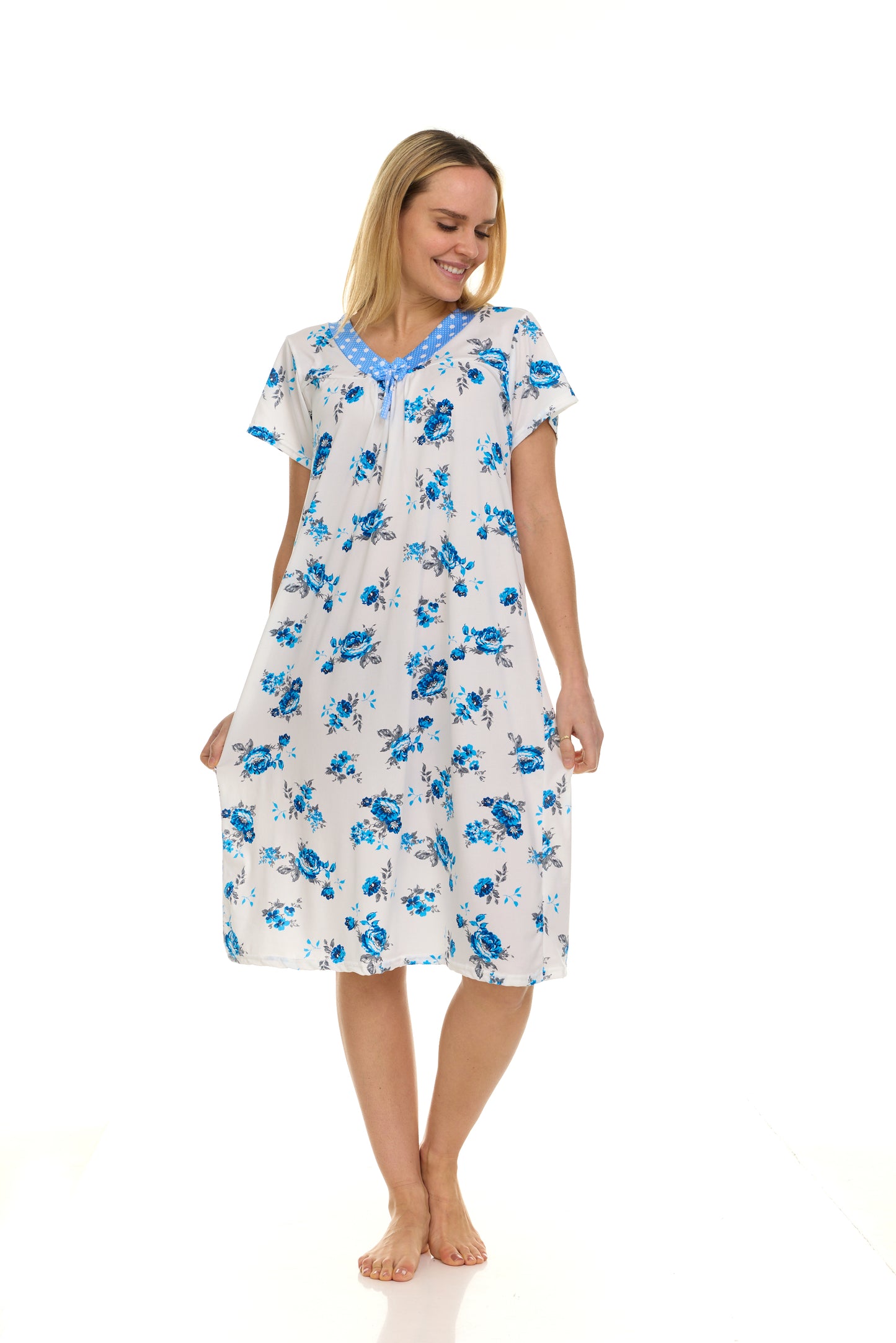 JEFFRICO Nightgowns for Women - Short Sleeve Soft Womens Nightgowns & Sleepshirts - Round Neck Pajamas Dress for Lounging, Sleeping & Casual Wear