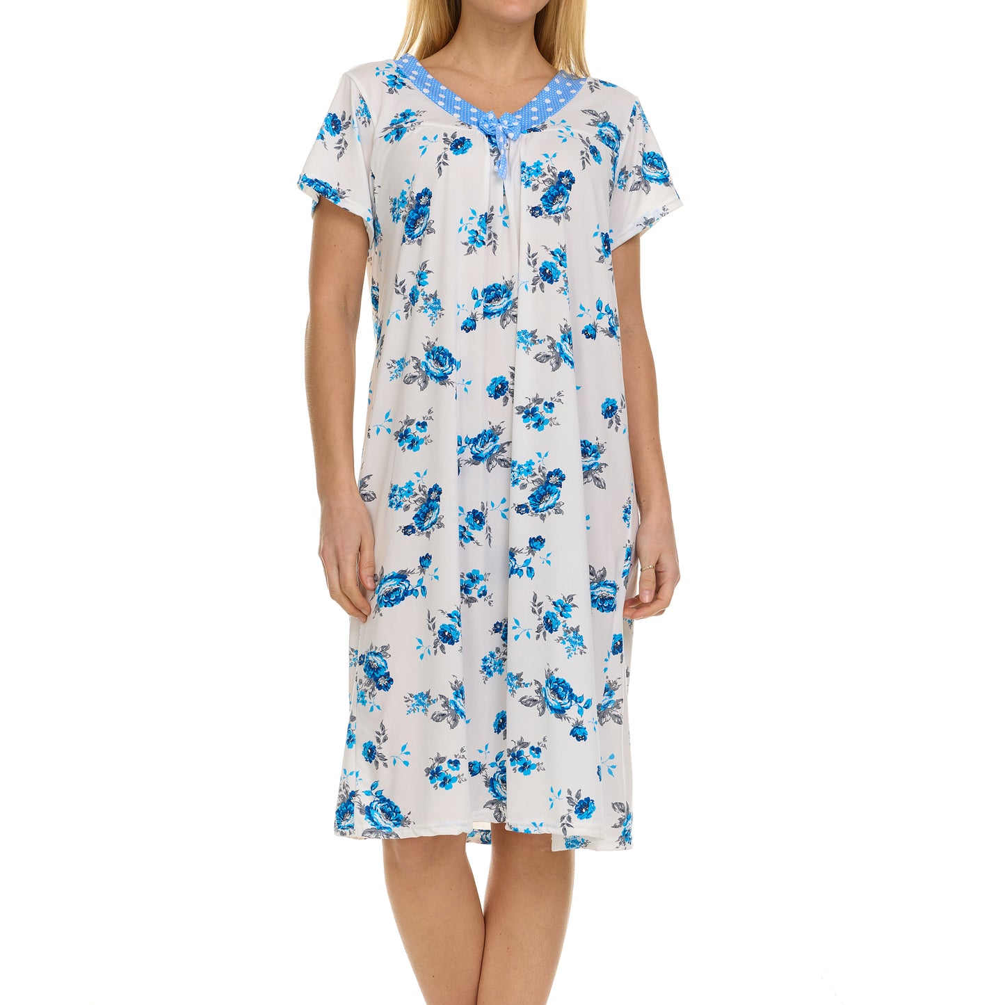 JEFFRICO Nightgowns for Women - Short Sleeve Soft Womens Nightgowns & Sleepshirts - Round Neck Pajamas Dress for Lounging, Sleeping & Casual Wear