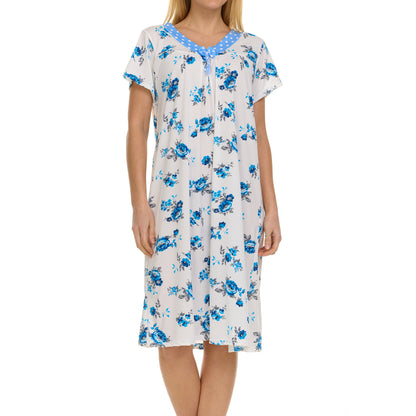 JEFFRICO Nightgowns for Women - Short Sleeve Soft Womens Nightgowns & Sleepshirts - Round Neck Pajamas Dress for Lounging, Sleeping & Casual Wear