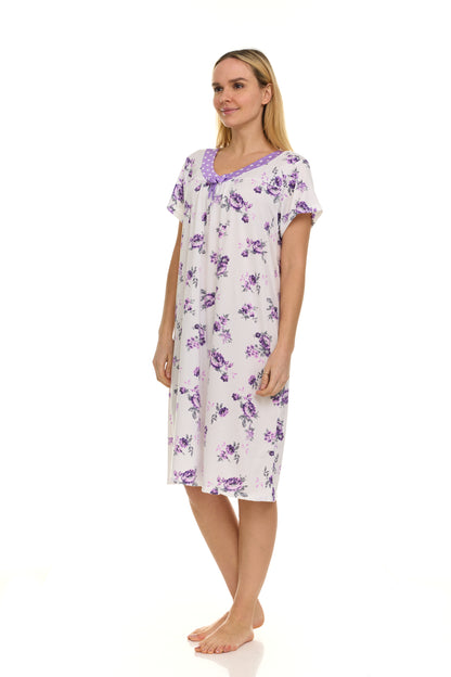 JEFFRICO Nightgowns for Women - Short Sleeve Soft Womens Nightgowns & Sleepshirts - Round Neck Pajamas Dress for Lounging, Sleeping & Casual Wear