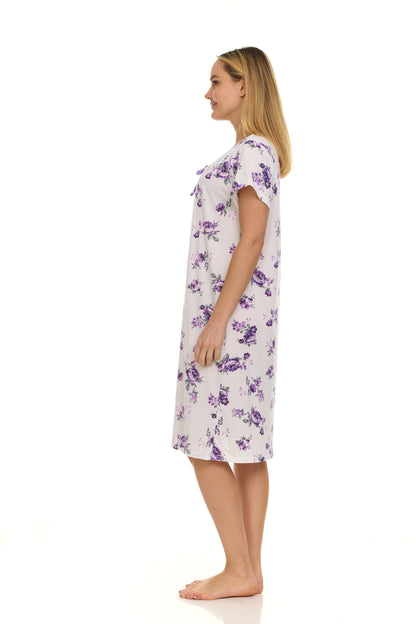 JEFFRICO Nightgowns for Women - Short Sleeve Soft Womens Nightgowns & Sleepshirts - Round Neck Pajamas Dress for Lounging, Sleeping & Casual Wear