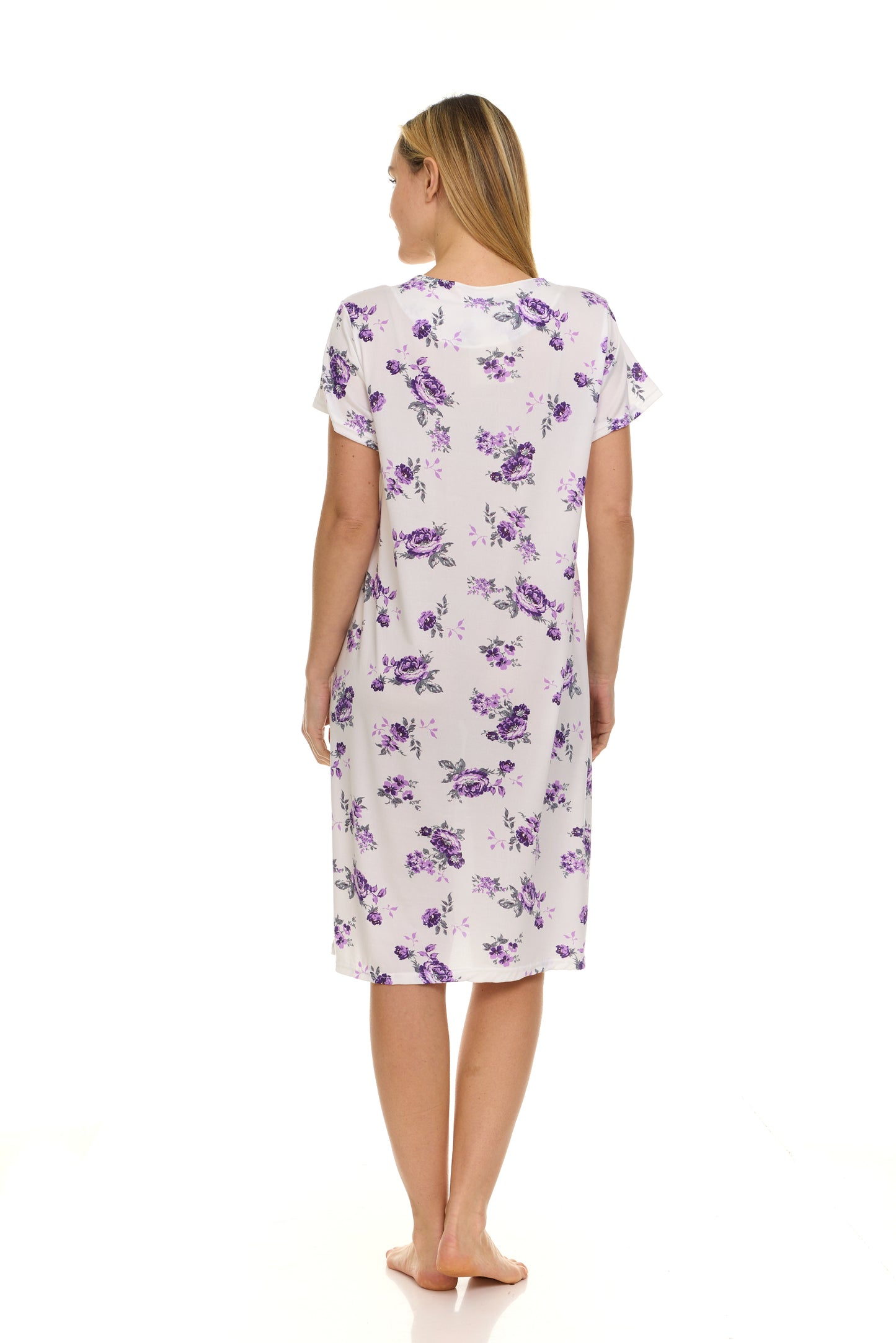 JEFFRICO Nightgowns for Women - Short Sleeve Soft Womens Nightgowns & Sleepshirts - Round Neck Pajamas Dress for Lounging, Sleeping & Casual Wear