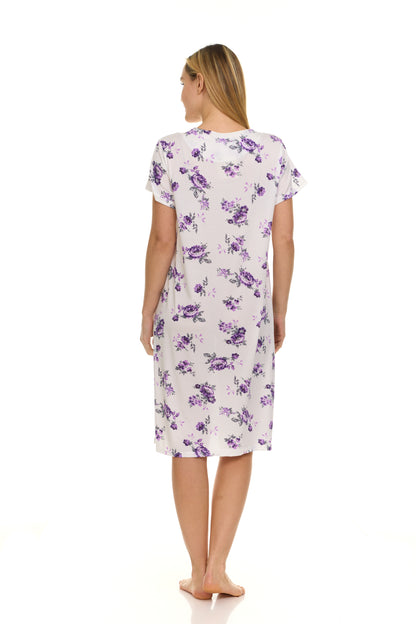 JEFFRICO Nightgowns for Women - Short Sleeve Soft Womens Nightgowns & Sleepshirts - Round Neck Pajamas Dress for Lounging, Sleeping & Casual Wear