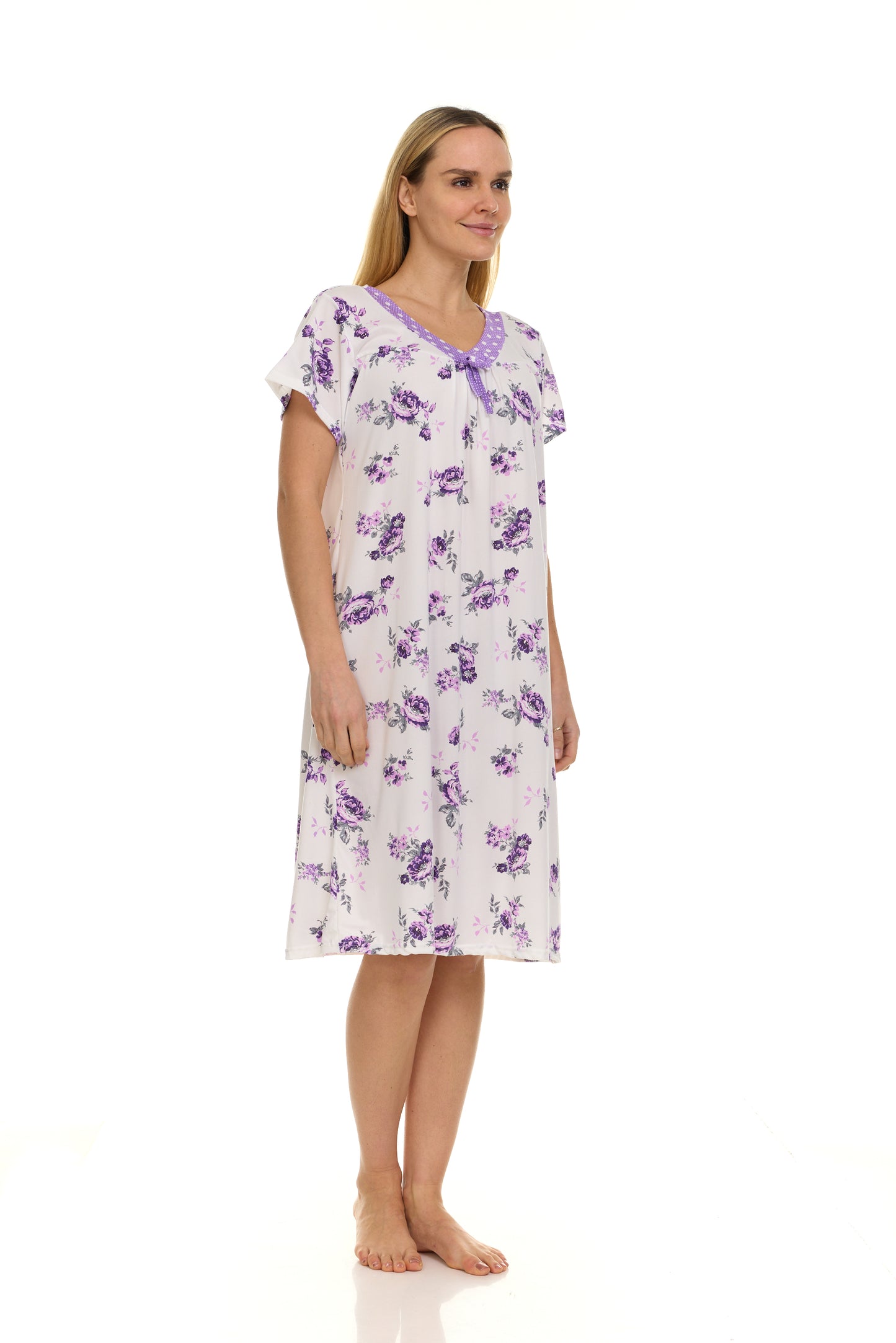 JEFFRICO Nightgowns for Women - Short Sleeve Soft Womens Nightgowns & Sleepshirts - Round Neck Pajamas Dress for Lounging, Sleeping & Casual Wear