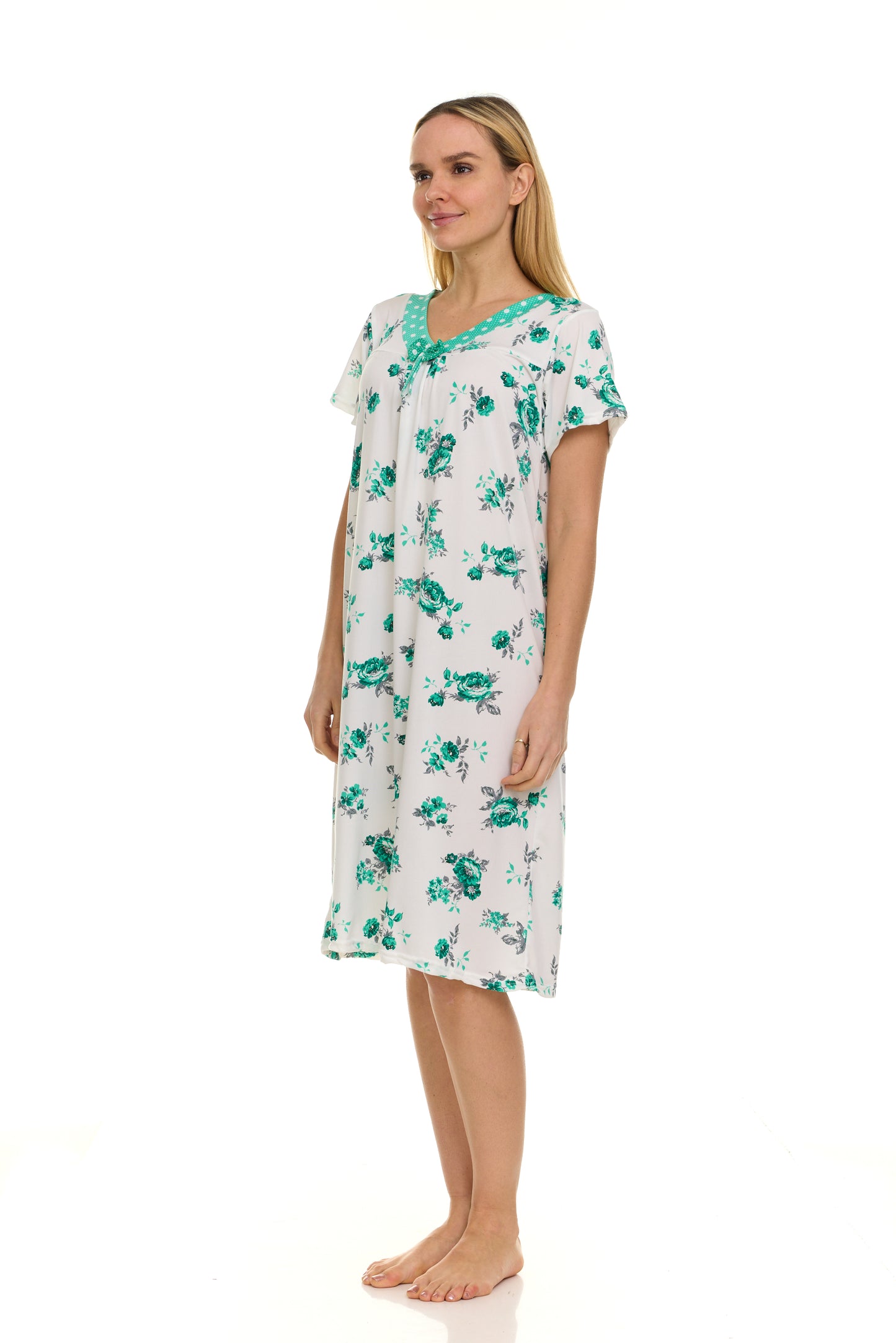 JEFFRICO Nightgowns for Women - Short Sleeve Soft Womens Nightgowns & Sleepshirts - Round Neck Pajamas Dress for Lounging, Sleeping & Casual Wear