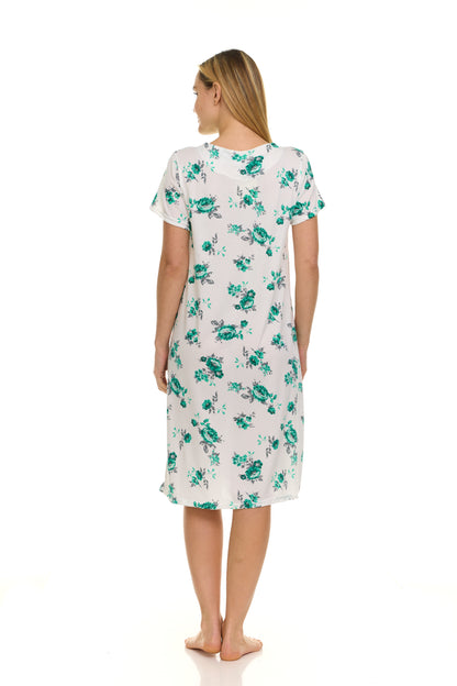 JEFFRICO Nightgowns for Women - Short Sleeve Soft Womens Nightgowns & Sleepshirts - Round Neck Pajamas Dress for Lounging, Sleeping & Casual Wear