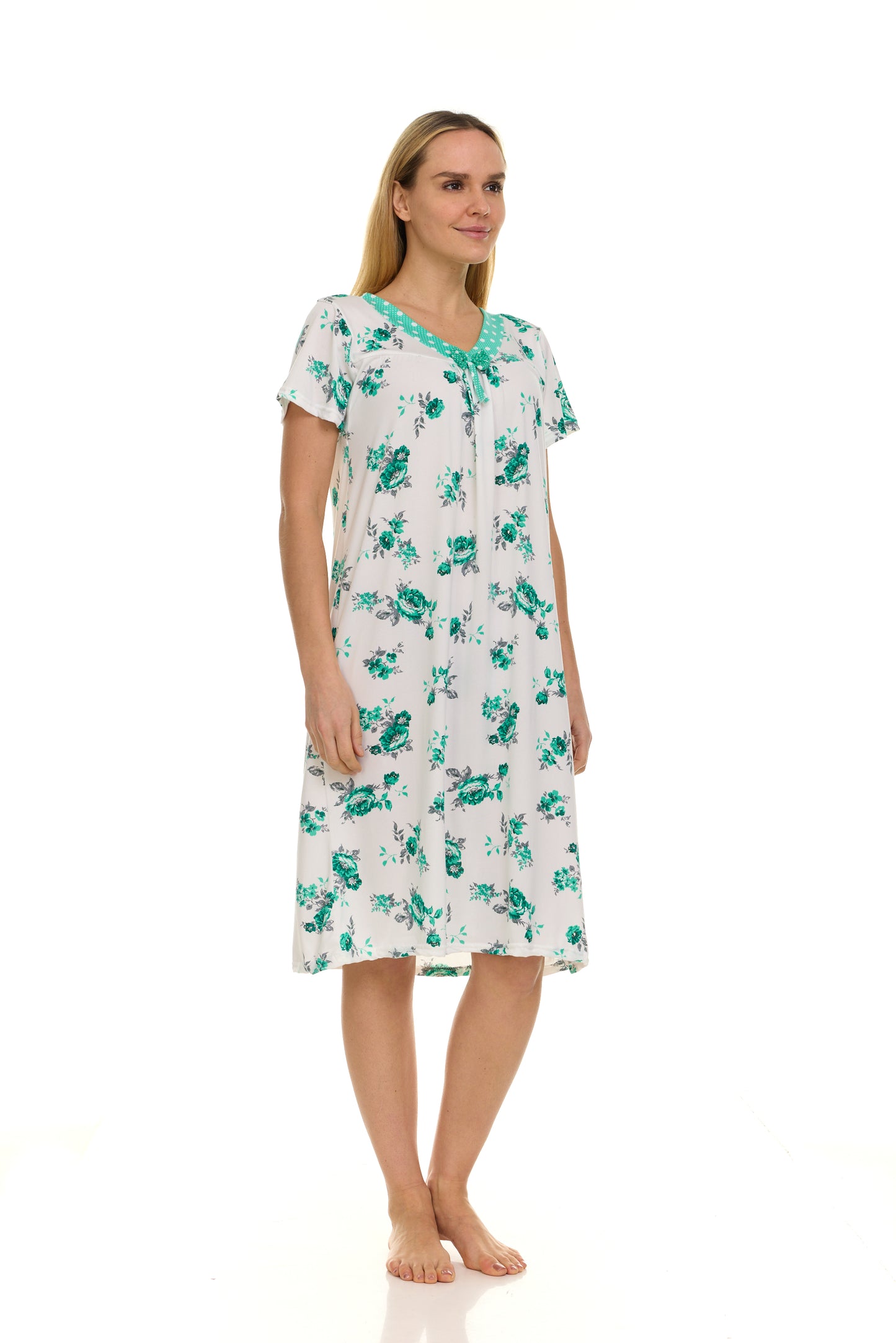 JEFFRICO Nightgowns for Women - Short Sleeve Soft Womens Nightgowns & Sleepshirts - Round Neck Pajamas Dress for Lounging, Sleeping & Casual Wear