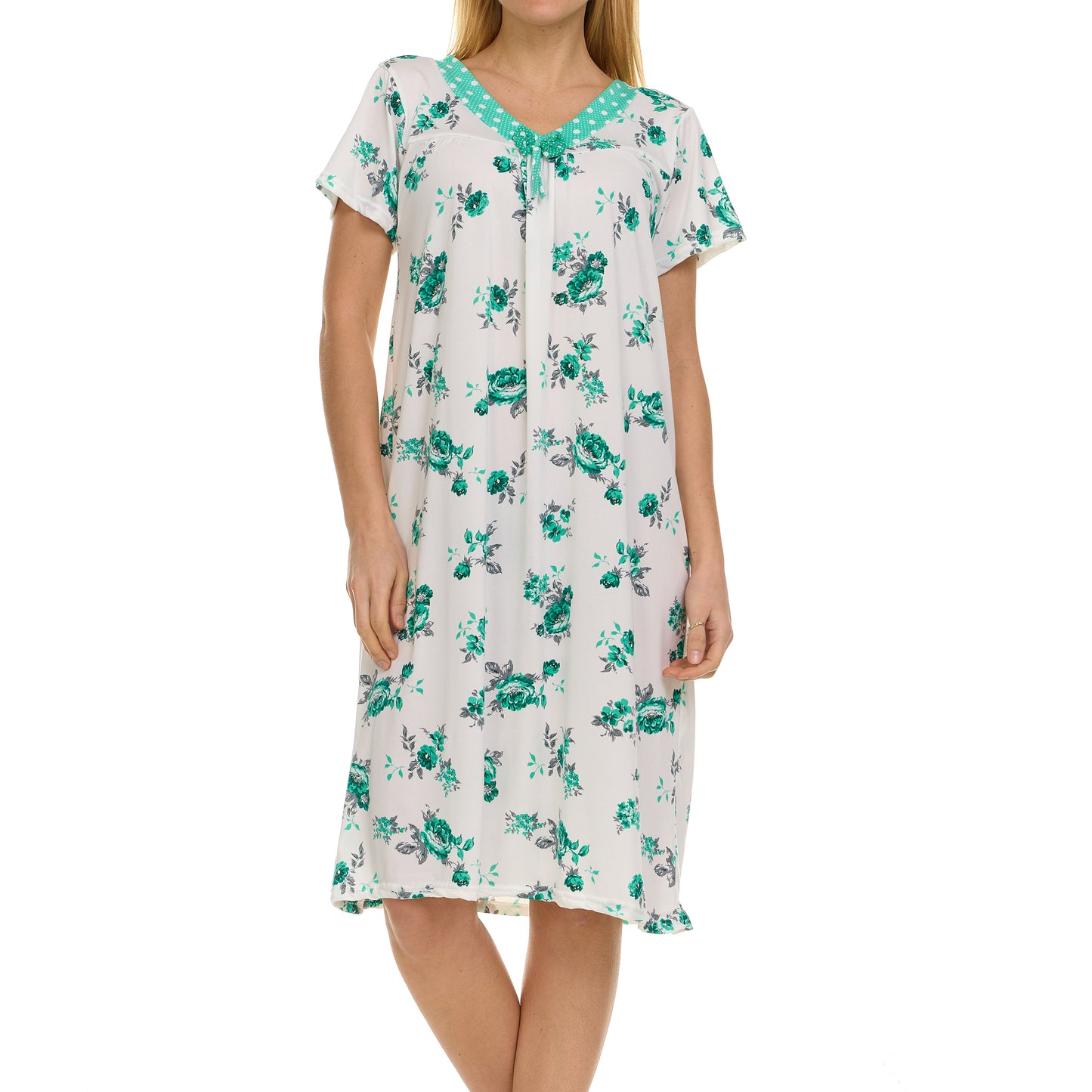 JEFFRICO Nightgowns for Women - Short Sleeve Soft Womens Nightgowns & Sleepshirts - Round Neck Pajamas Dress for Lounging, Sleeping & Casual Wear