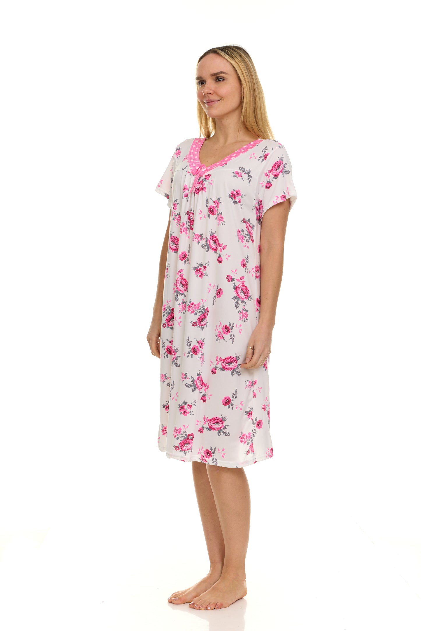 JEFFRICO Nightgowns for Women - Short Sleeve Soft Womens Nightgowns & Sleepshirts - Round Neck Pajamas Dress for Lounging, Sleeping & Casual Wear