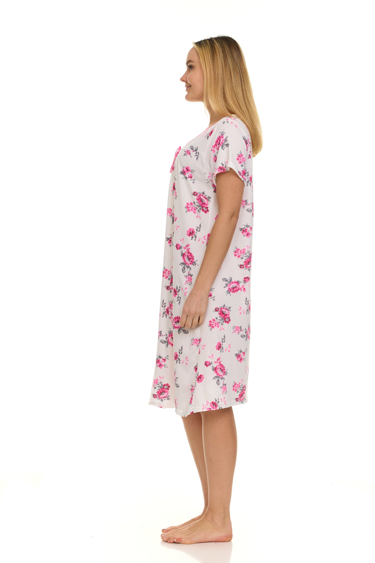 JEFFRICO Nightgowns for Women - Short Sleeve Soft Womens Nightgowns & Sleepshirts - Round Neck Pajamas Dress for Lounging, Sleeping & Casual Wear