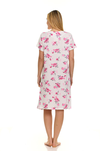 JEFFRICO Nightgowns for Women - Short Sleeve Soft Womens Nightgowns & Sleepshirts - Round Neck Pajamas Dress for Lounging, Sleeping & Casual Wear