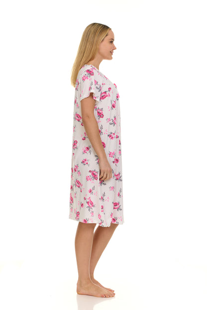 JEFFRICO Nightgowns for Women - Short Sleeve Soft Womens Nightgowns & Sleepshirts - Round Neck Pajamas Dress for Lounging, Sleeping & Casual Wear