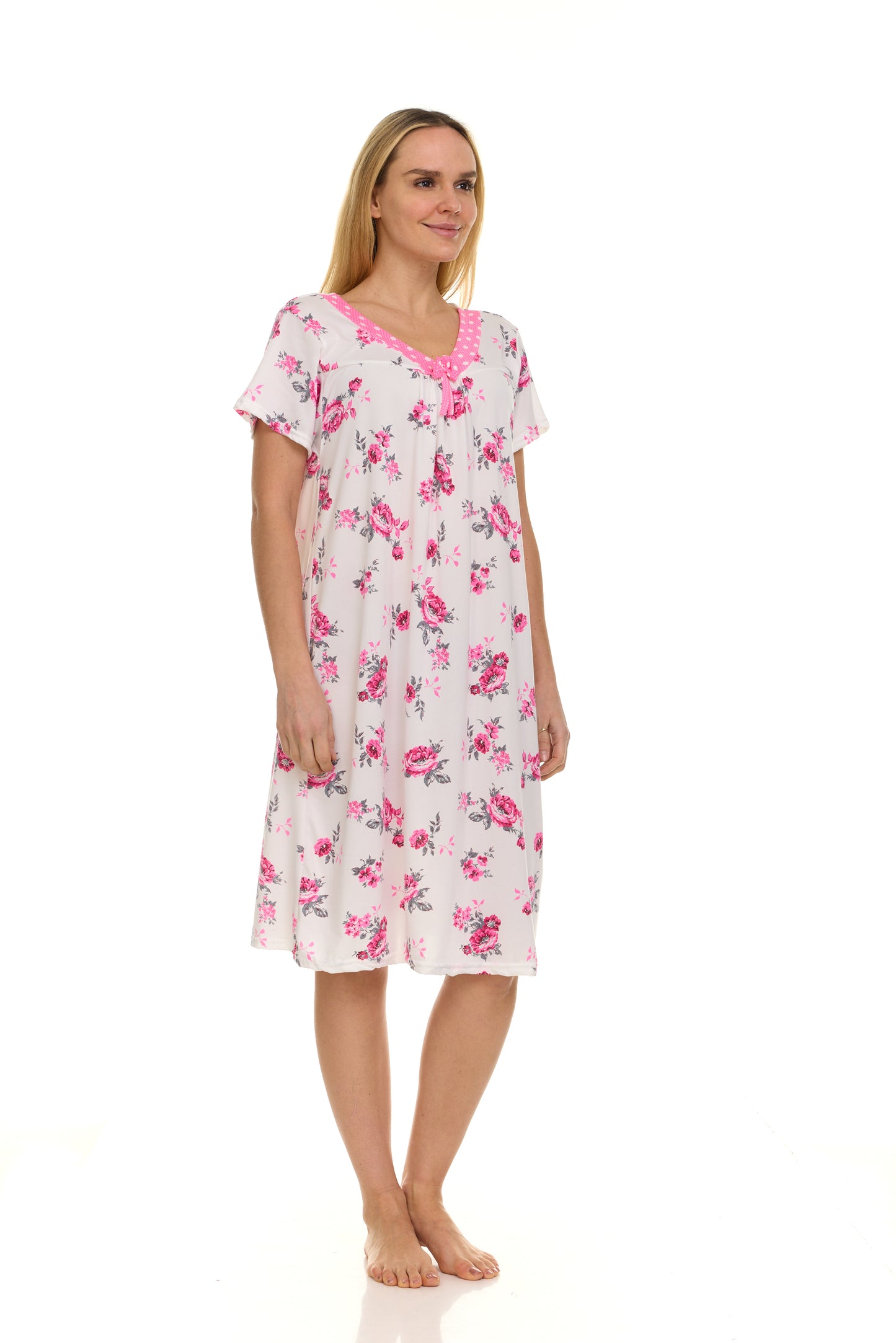 JEFFRICO Nightgowns for Women - Short Sleeve Soft Womens Nightgowns & Sleepshirts - Round Neck Pajamas Dress for Lounging, Sleeping & Casual Wear