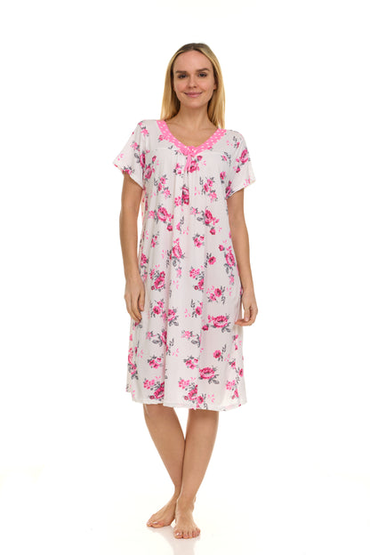 JEFFRICO Nightgowns for Women - Short Sleeve Soft Womens Nightgowns & Sleepshirts - Round Neck Pajamas Dress for Lounging, Sleeping & Casual Wear