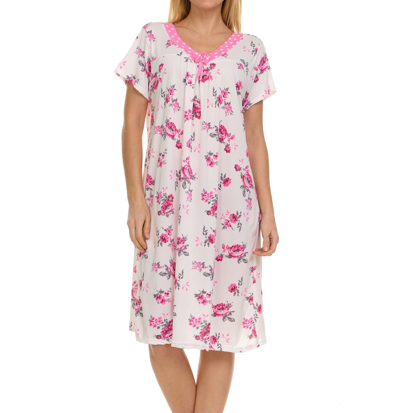 JEFFRICO Nightgowns for Women - Short Sleeve Soft Womens Nightgowns & Sleepshirts - Round Neck Pajamas Dress for Lounging, Sleeping & Casual Wear