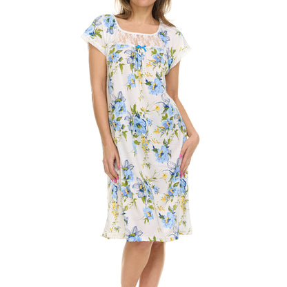 JEFFRICO Nightgowns for Women - Short Sleeve Soft Womens Nightgowns & Sleepshirts - Round Neck Pajamas Dress for Lounging, Sleeping & Casual Wear