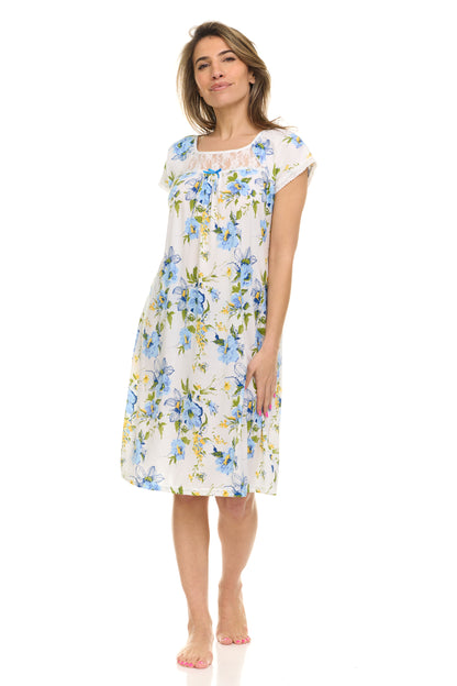 JEFFRICO Nightgowns for Women - Short Sleeve Soft Womens Nightgowns & Sleepshirts - Round Neck Pajamas Dress for Lounging, Sleeping & Casual Wear