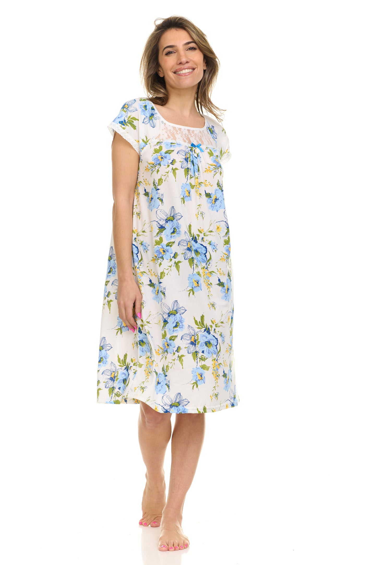 JEFFRICO Nightgowns for Women - Short Sleeve Soft Womens Nightgowns & Sleepshirts - Round Neck Pajamas Dress for Lounging, Sleeping & Casual Wear