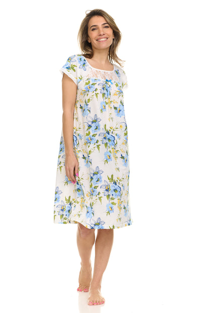 JEFFRICO Nightgowns for Women - Short Sleeve Soft Womens Nightgowns & Sleepshirts - Round Neck Pajamas Dress for Lounging, Sleeping & Casual Wear