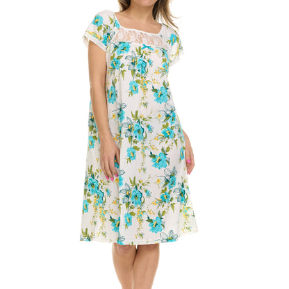 JEFFRICO Nightgowns for Women - Short Sleeve Soft Womens Nightgowns & Sleepshirts - Round Neck Pajamas Dress for Lounging, Sleeping & Casual Wear