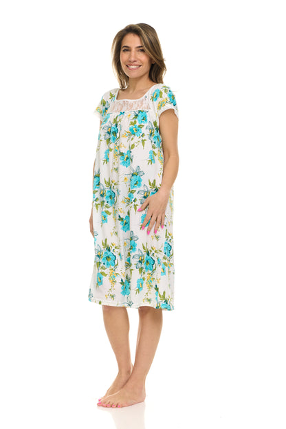 JEFFRICO Nightgowns for Women - Short Sleeve Soft Womens Nightgowns & Sleepshirts - Round Neck Pajamas Dress for Lounging, Sleeping & Casual Wear