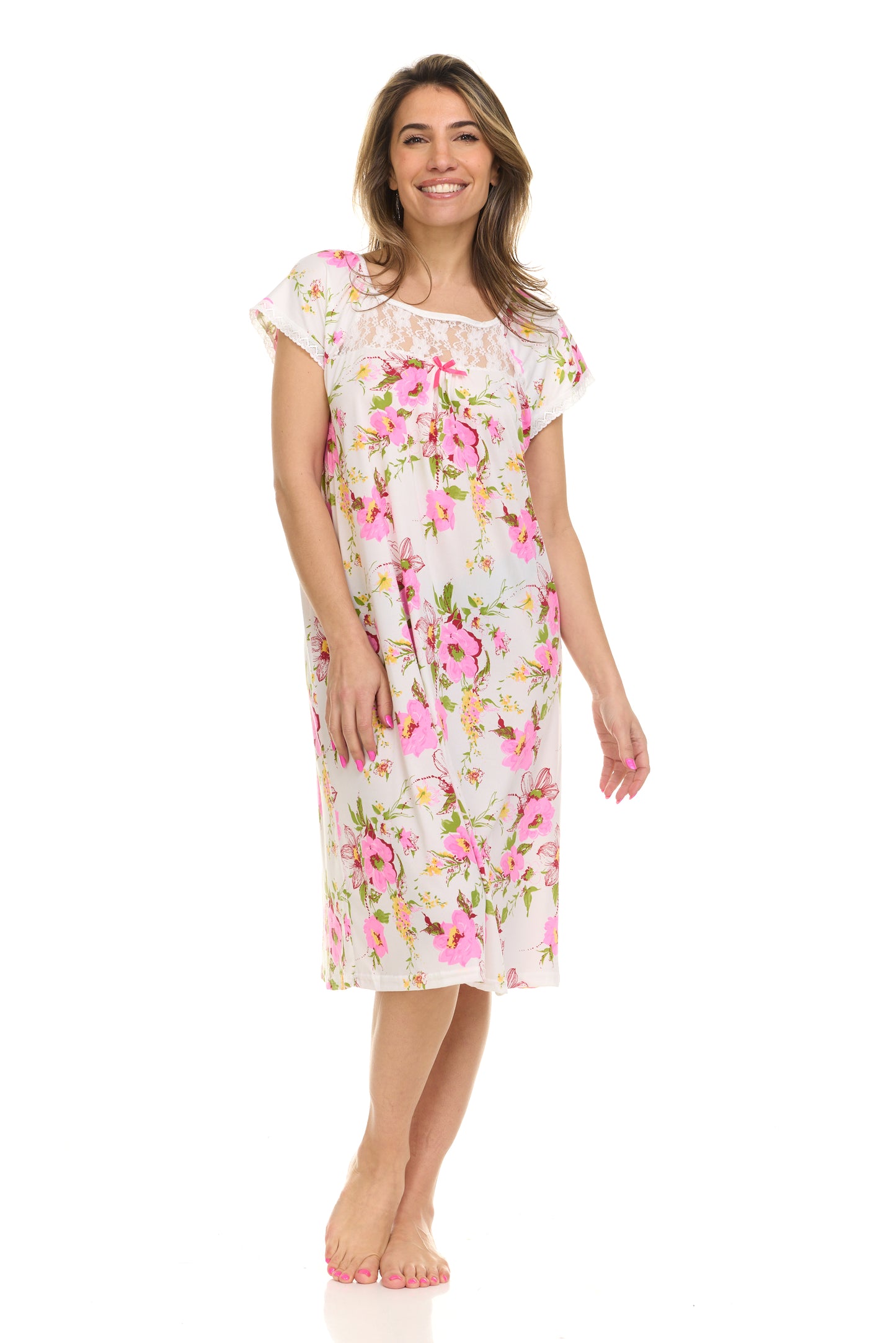 JEFFRICO Nightgowns for Women - Short Sleeve Soft Womens Nightgowns & Sleepshirts - Round Neck Pajamas Dress for Lounging, Sleeping & Casual Wear