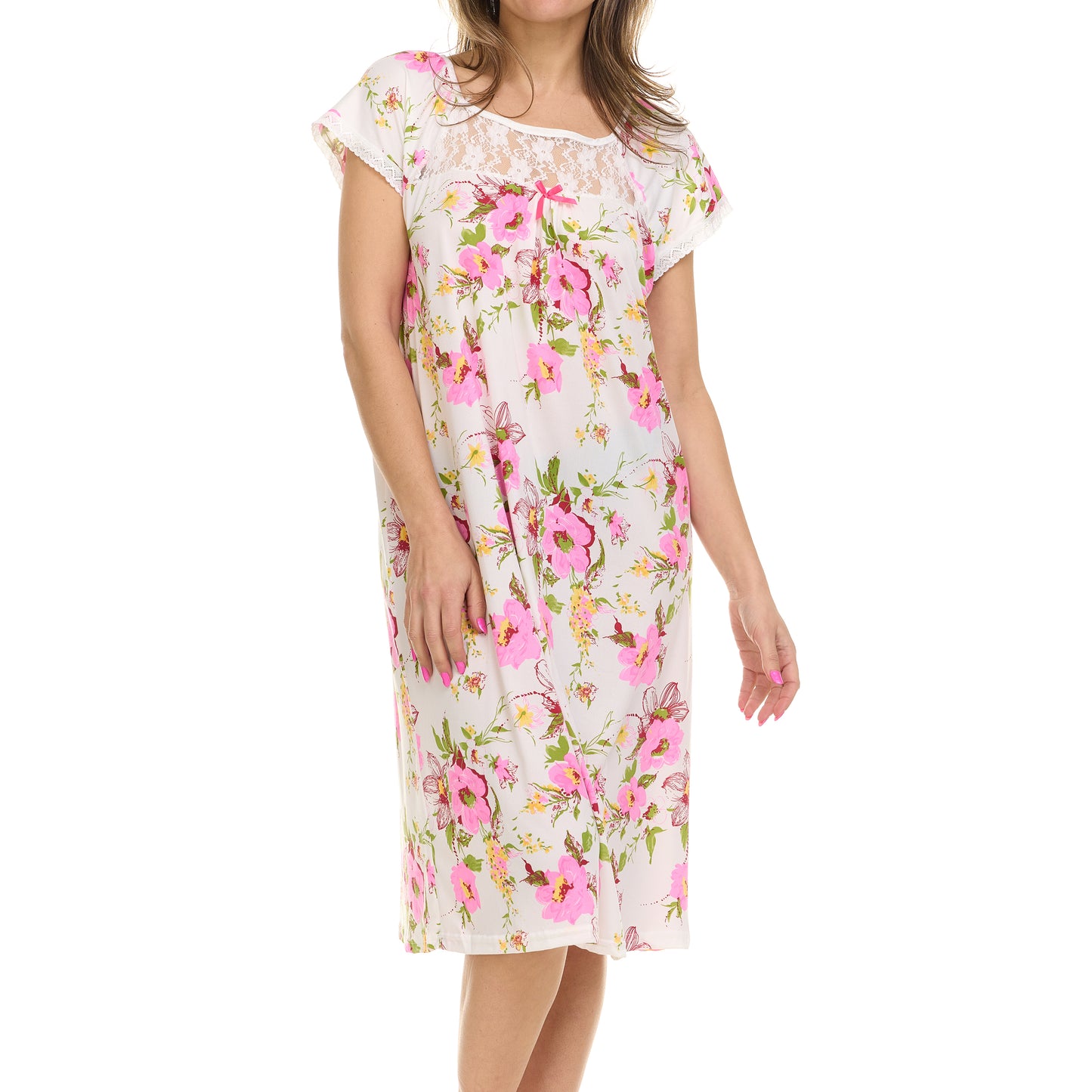 JEFFRICO Nightgowns for Women - Short Sleeve Soft Womens Nightgowns & Sleepshirts - Round Neck Pajamas Dress for Lounging, Sleeping & Casual Wear