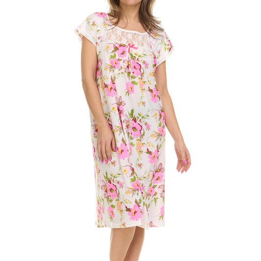 JEFFRICO Nightgowns for Women - Short Sleeve Soft Womens Nightgowns & Sleepshirts - Round Neck Pajamas Dress for Lounging, Sleeping & Casual Wear