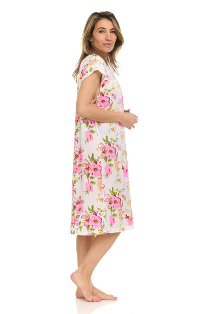 JEFFRICO Nightgowns for Women - Short Sleeve Soft Womens Nightgowns & Sleepshirts - Round Neck Pajamas Dress for Lounging, Sleeping & Casual Wear