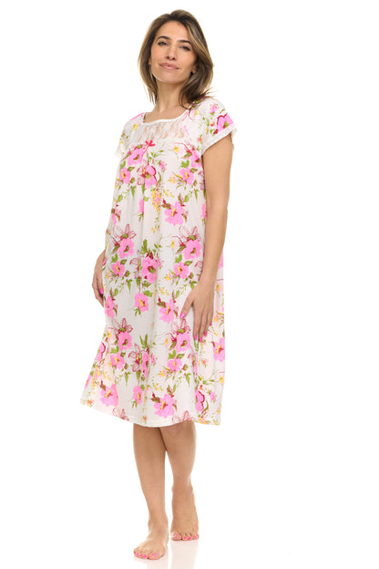 JEFFRICO Nightgowns for Women - Short Sleeve Soft Womens Nightgowns & Sleepshirts - Round Neck Pajamas Dress for Lounging, Sleeping & Casual Wear