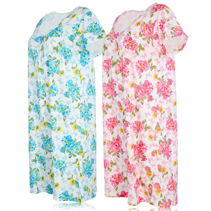 JEFFRICO Womens 2 Pack Nightgowns Short Sleeve Sleepwear Soft Pajama Dress Nightshirts