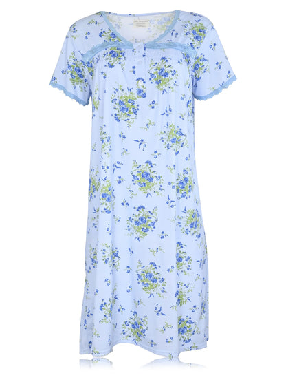 JEFFRICO Womens Nightgowns Short Sleeve Sleepwear Soft Pajama Dress Nightshirts