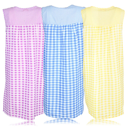 JEFFRICO 3 Pack House Dresses for Women with Pockets - Lightweight Breathable Sleeveless Zipper Front Housecoat Dusters