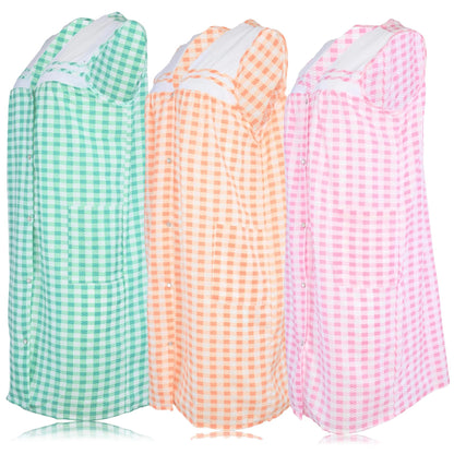 JEFFRICO 3 Pack House Dresses for Women with Pockets - Lightweight Breathable Sleeveless Snap Front Housecoat Dusters