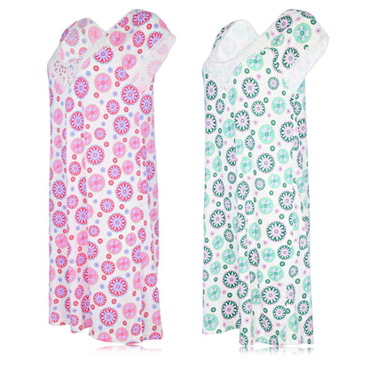JEFFRICO Womens 2 Pack Nightgowns Short Sleeve Sleepwear Soft Pajama Dress Nightshirts