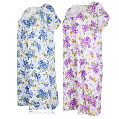 JEFFRICO Womens 2 Pack Nightgowns Short Sleeve Sleepwear Soft Pajama Dress Nightshirts