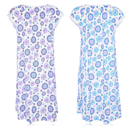 JEFFRICO Womens 2 Pack Nightgowns Short Sleeve Sleepwear Soft Pajama Dress Nightshirts