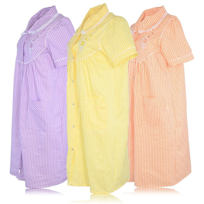 JEFFRICO 3 Pack House Dresses for Women with Pockets - Lightweight Breathable Short Sleeve Muumuu & Nightgowns - Dusters