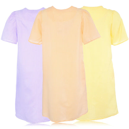 JEFFRICO 3 Pack House Dresses for Women with Pockets - Lightweight Breathable Short Sleeve Zipper Front Nightgowns - Dusters
