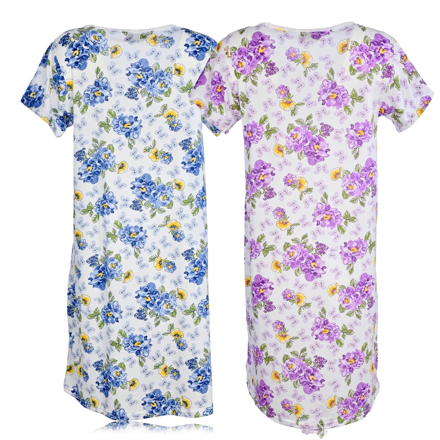 JEFFRICO Womens 2 Pack Nightgowns Short Sleeve Sleepwear Soft Pajama Dress Nightshirts