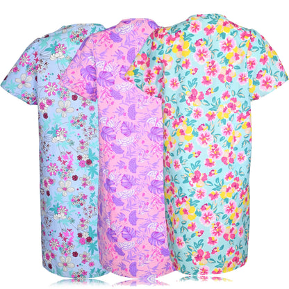 JEFFRICO 3 Pack House Dresses for Women with Pockets - Lightweight Breathable Short Sleeve Muumuu & Nightgowns - Dusters