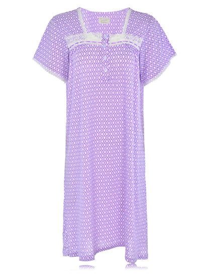 JEFFRICO Womens Nightgowns Short Sleeve Sleepwear Soft Pajama Dress Nightshirts